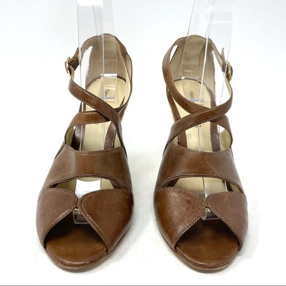 Alexandre Birman Brown Leather Raffia Wedge Sandals Size 38.5 - Picture 3 of 11